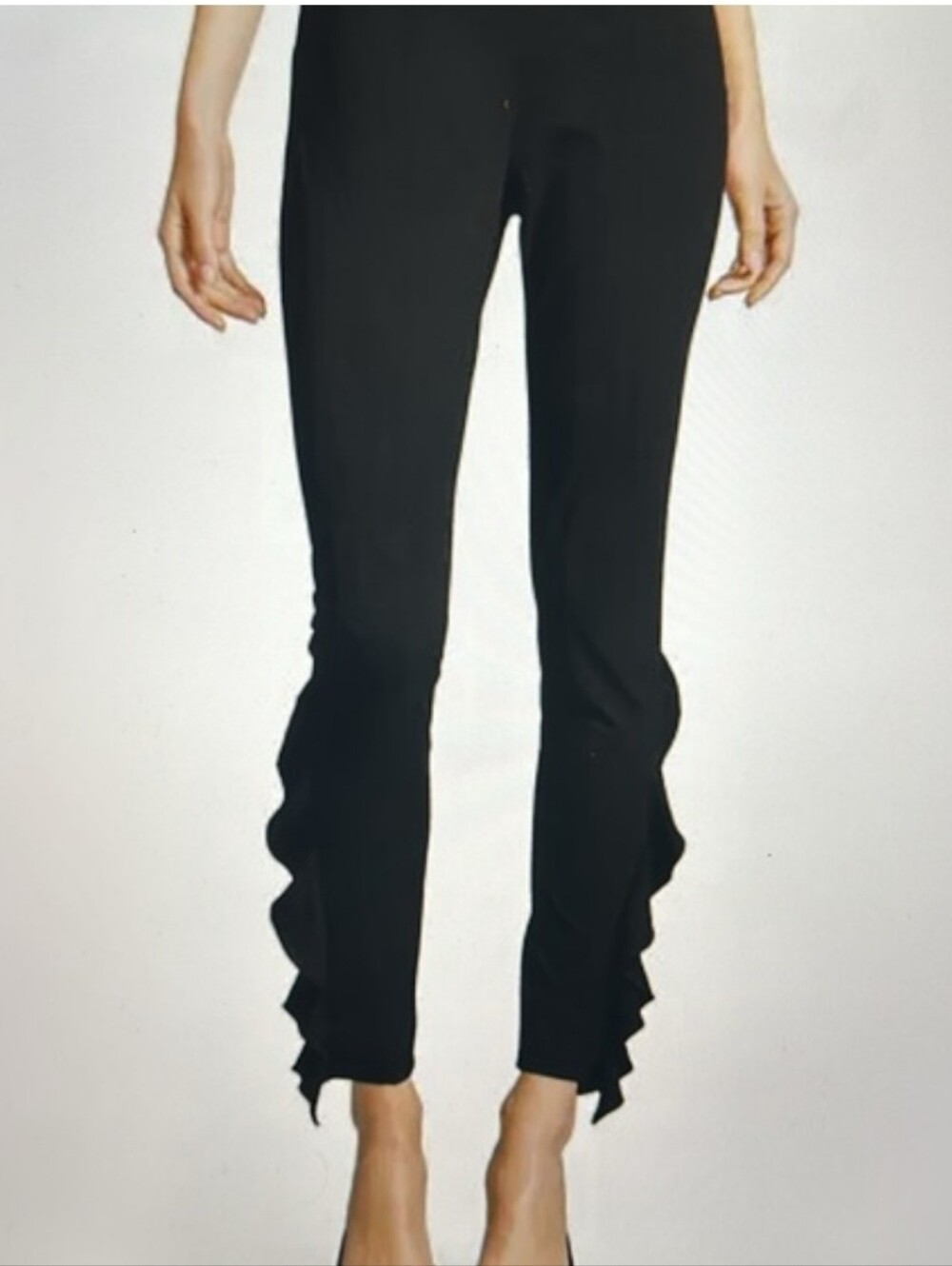 IRO Fholan Black Ponte Slim Fit Ruffled Trim Pants Size 42